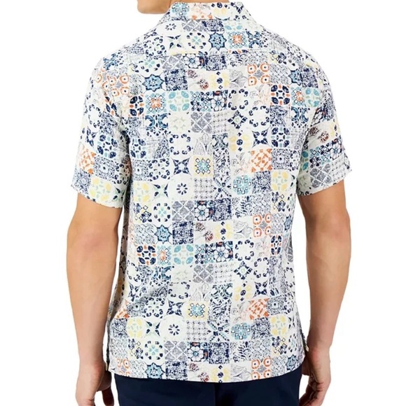 CLUB ROOM Mens Rumbie Mixed Medallion Silk Rayon Button Down Shirt Sz 2XL Casual - Picture 3 of 15